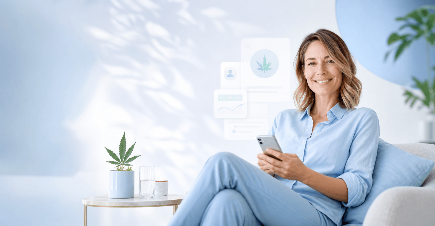 Patientin nutzt Canedica digital auf dem Smartphone
